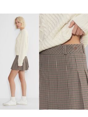 NWT Aritzia Sunday Best Olive Plaid Pleated Mini Skirt - Size 2